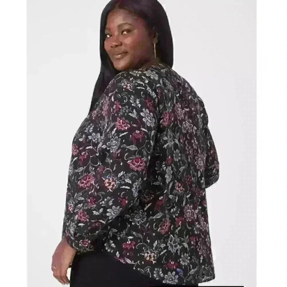 Lane Bryant Long Sleeve V Neck Smocked Yoke Blouse Floral Print Women's Size‎ 22 - Picture 7 of 7